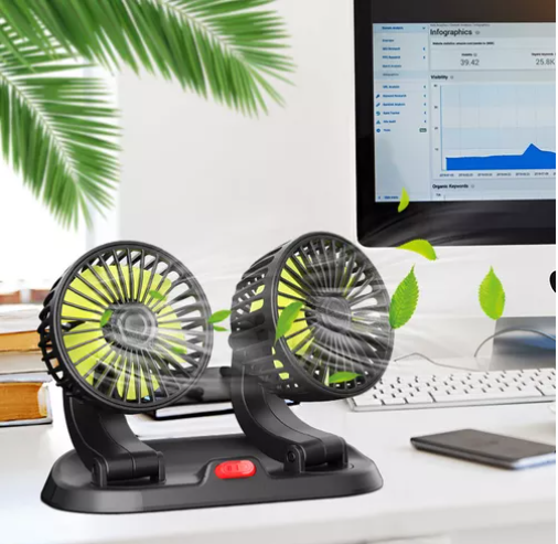 VENTILADOR DOBLE PARA AUTO 360 GRADOS
