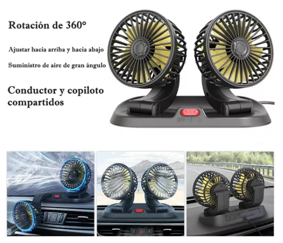 VENTILADOR DOBLE PARA AUTO 360 GRADOS